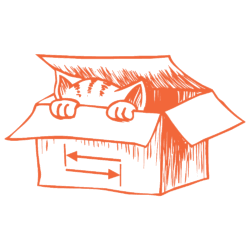 Logo du site chat dans un carton avec touche tabulation