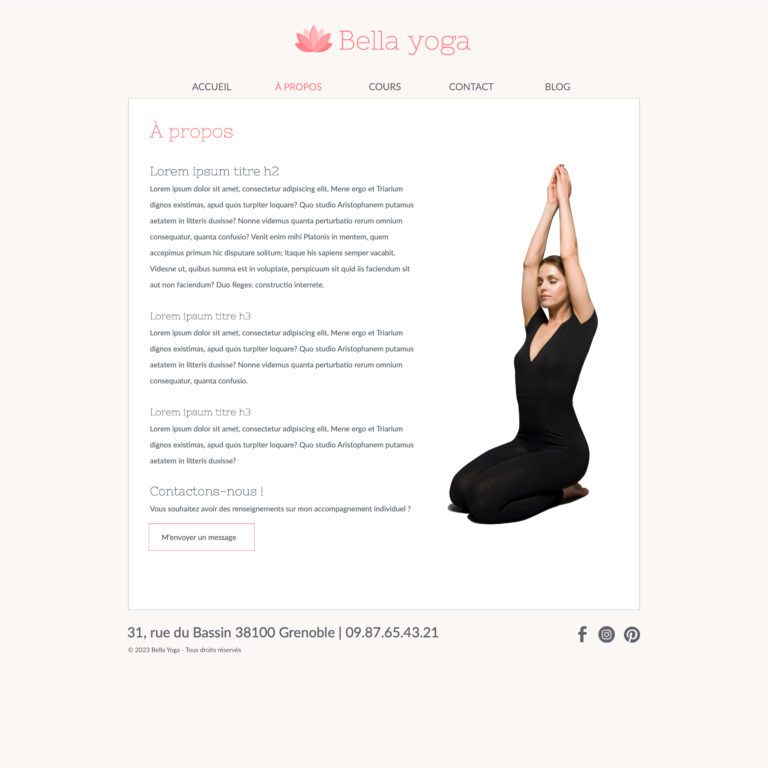 template a propos Bella Yoga