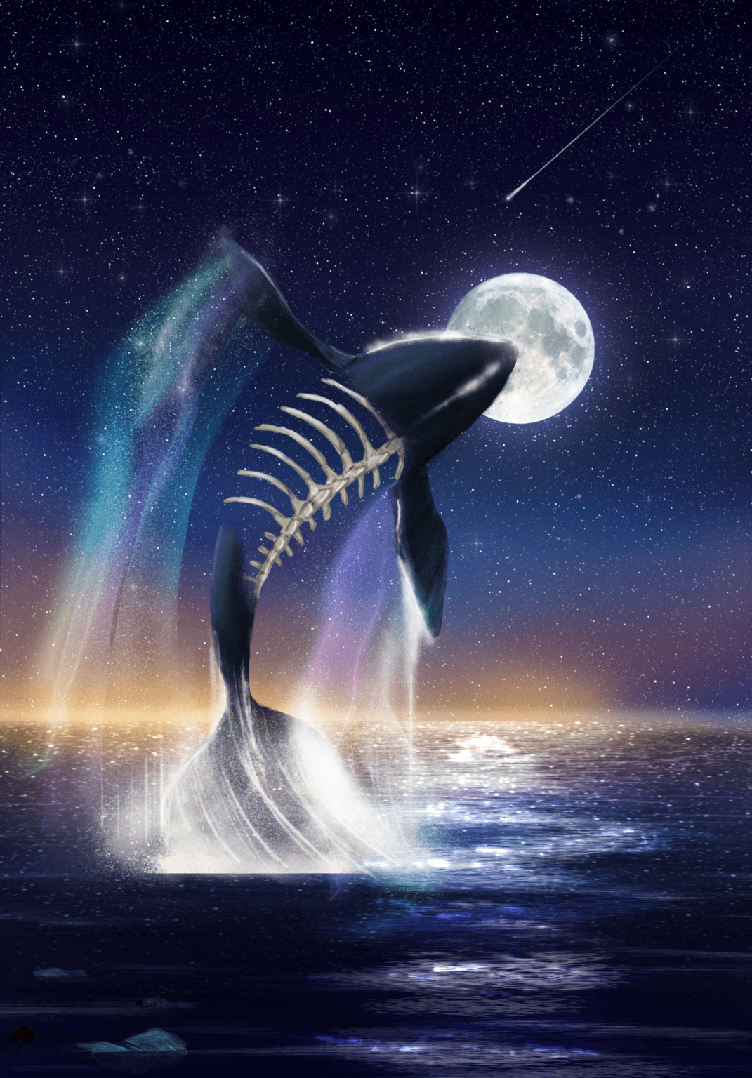 Dessin d'une baleine éthérée