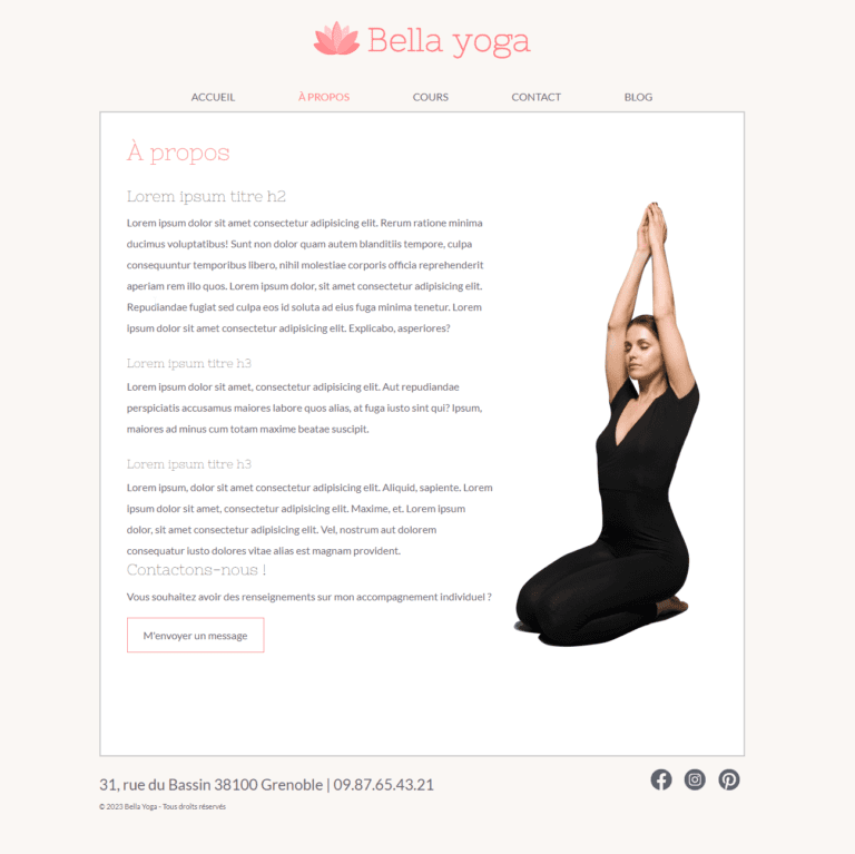 Page a propos Bella Yoga