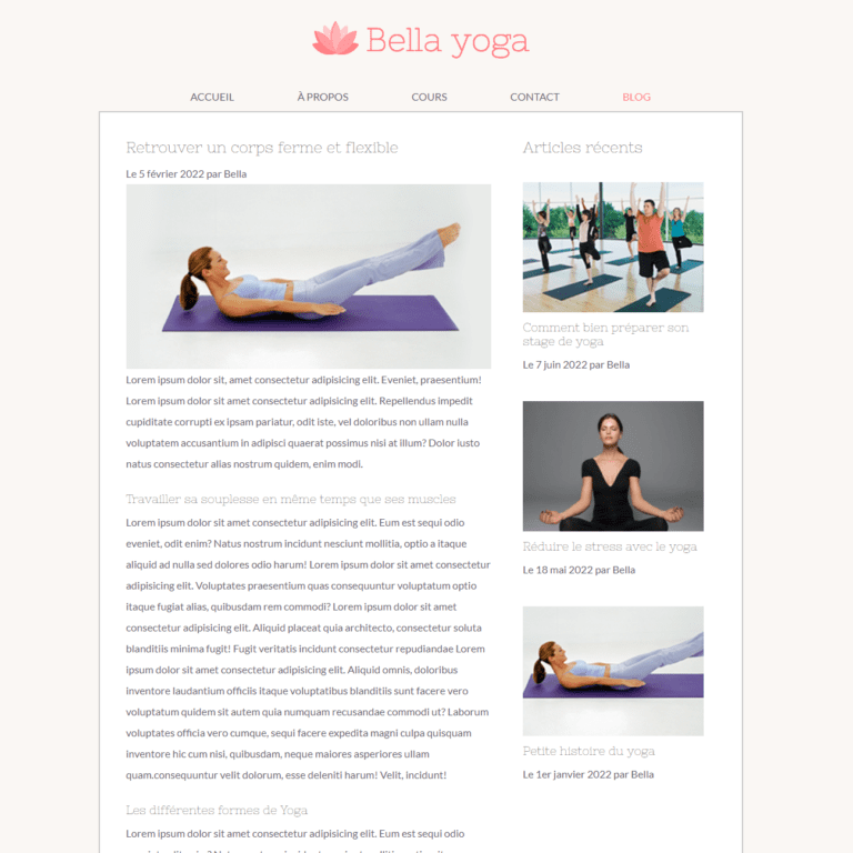 Page blog article Bella Yoga