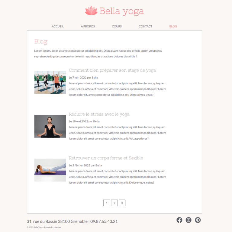 page blog Bella Yoga