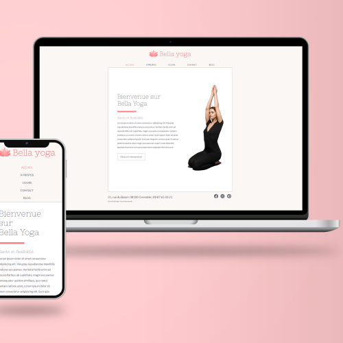 Mockup Bella Yoga Smartphone et laptop